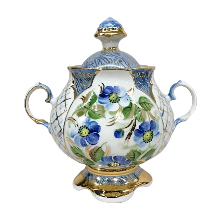 Сервиз чайный Цветок в авторская работа Сорокиной &quot;Голубые цветы&quot; Гжельский фарфоровый завод