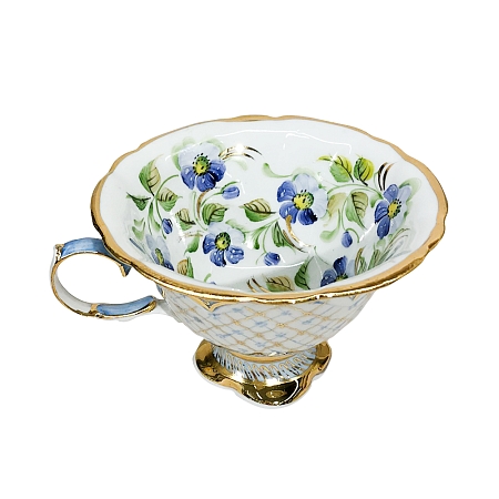 Сервиз чайный Цветок в авторской росписи &quot;Голубые цветы&quot; Гжельский фарфоровый завод