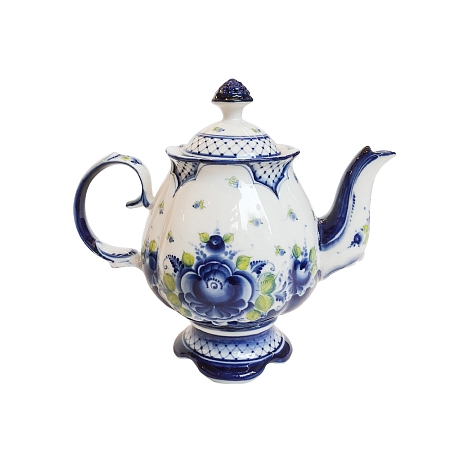 Сервиз чайный Цветок в авторской цветной росписи Калигиной Гжельский фарфоровый завод