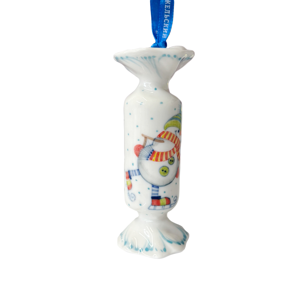 Набор цветных ёлочных игрушек &amp;quot;Конфетки&amp;quot; в росписи Калигиной Гжельский фарфоровый завод