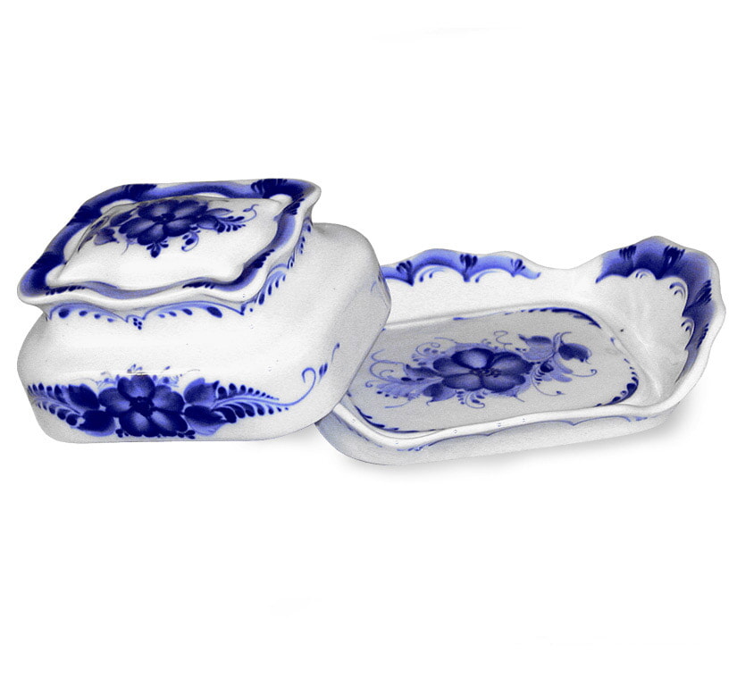 Маслёнка Астра Гжельский фарфоровый завод