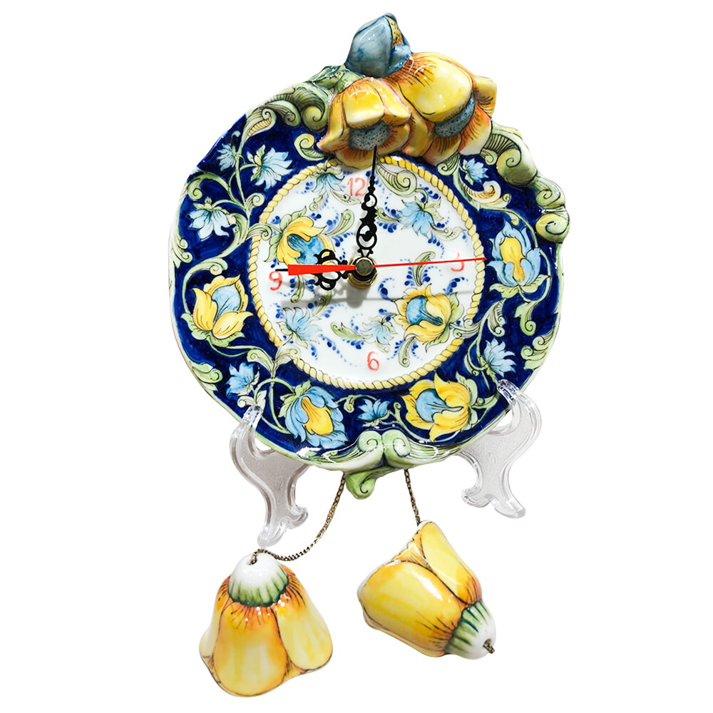 Часы Колокольчик в цветной росписи &quot;Дивные цветы&quot; Гжельский фарфоровый завод
