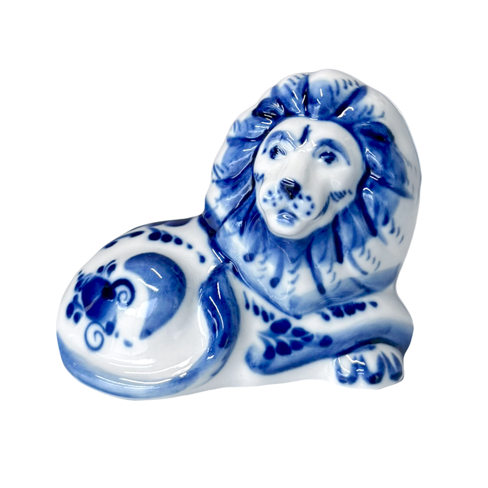 Скульптура Лев Гжельский фарфоровый завод