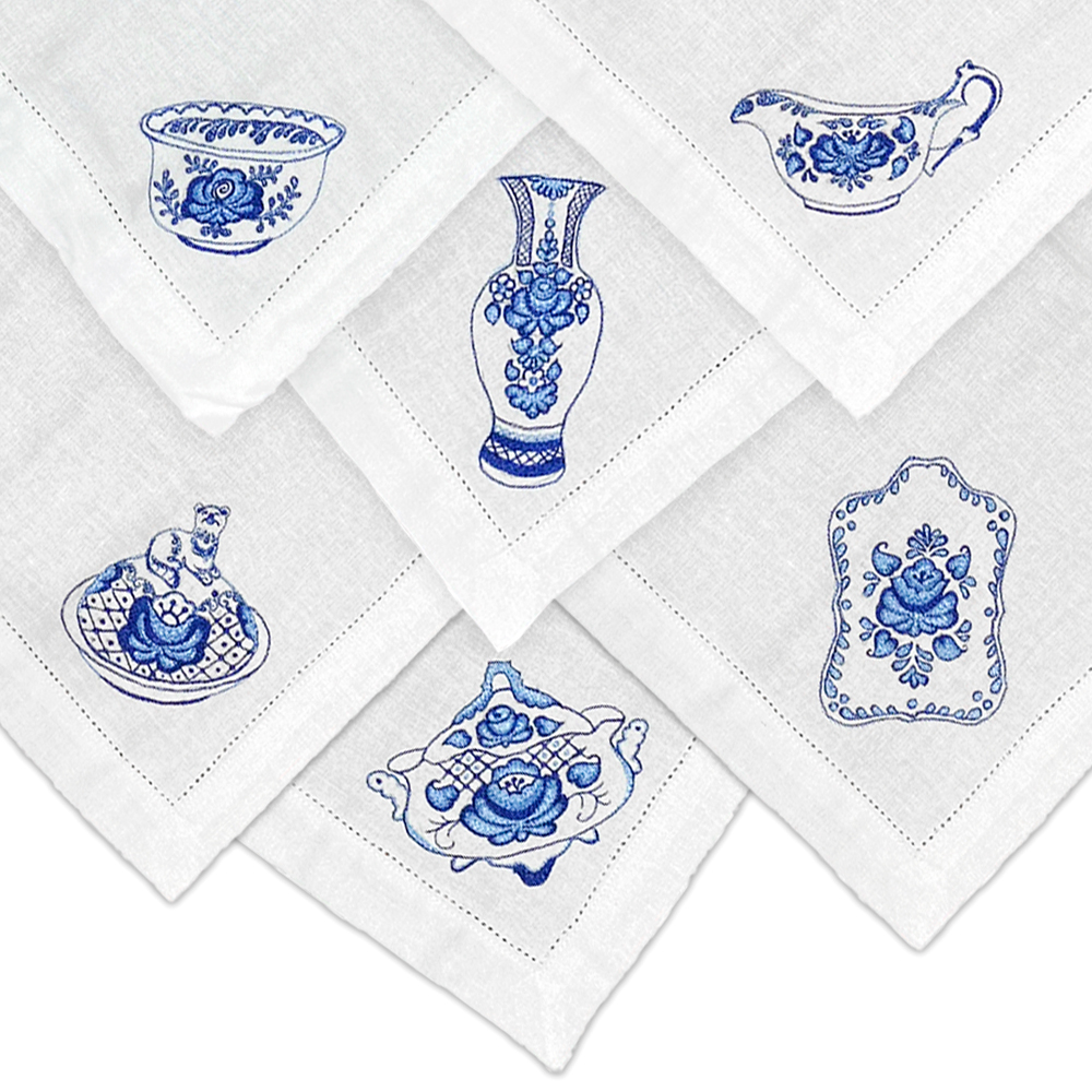 Набор сувенирных салфеток Гжель - столовая коллекция (набор из 6 салфеток, размер 50х35 см)