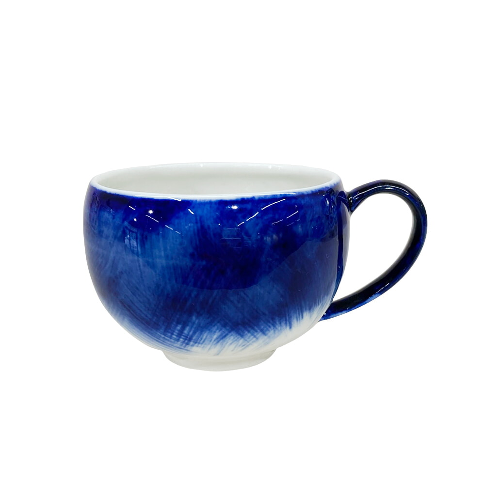 Чашка для эспрессо в росписи "Синий туман" с ручкой объем 80 мл.