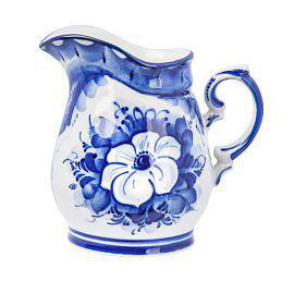 Молочник Чародейка "Белый цветок" Кустаревой объем 370 мл. Гжельский фарфоровый завод