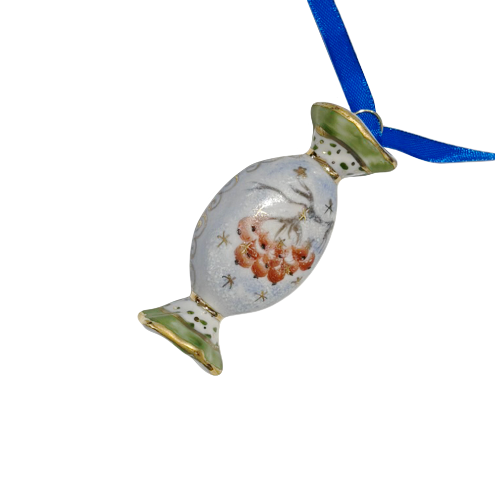 Набор ёлочных игрушек &amp;quot;Конфетки&amp;quot; в цветной росписи в коробке Гжельский фарфоровый завод