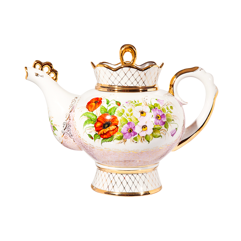 Чайник Подарочный большой (надглазурные цветные краски, золото) авторская работа Вариант №4 объем 1890 мл.