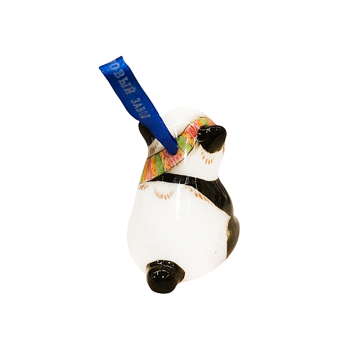 Ёлочная игрушка Панда в цветной росписи