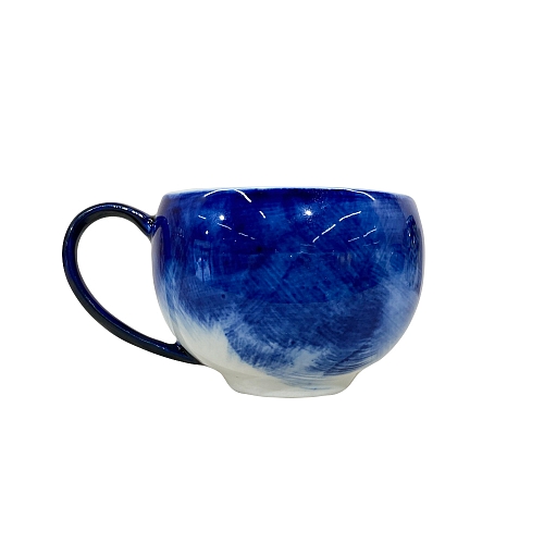 Чашка для эспрессо в росписи &amp;quot;Синий туман&amp;quot; с ручкой объем 80 мл.