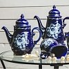 Сервиз чайно-кофейный Чародейка (кобальт, краски, платина) Гжельский фарфоровый завод