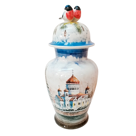 Ваза Классика в росписи Титова "Москва" Гжельский фарфоровый завод