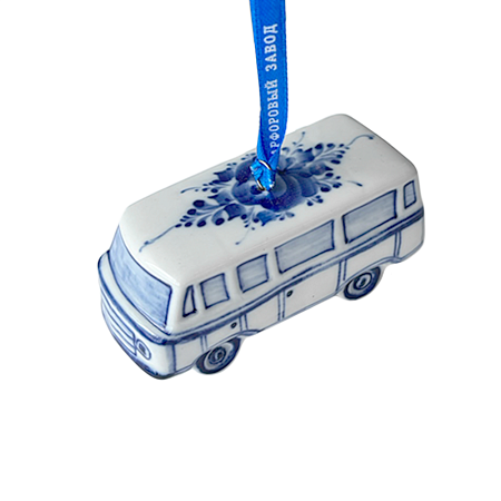 Елочная игрушка Автобус Гжельский фарфоровый завод