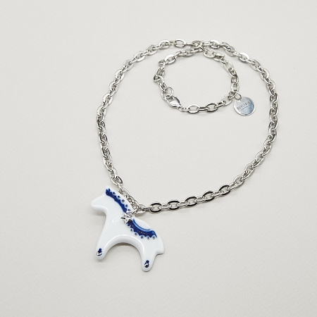 Кулон Коник роспись орнамент в платине из коллекции ГФЗ &amp; Buylerika Ceramic Гжельский фарфоровый завод