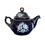 Чайник Пышка в глухом кобальте с цветной росписью Гжельский фарфоровый завод