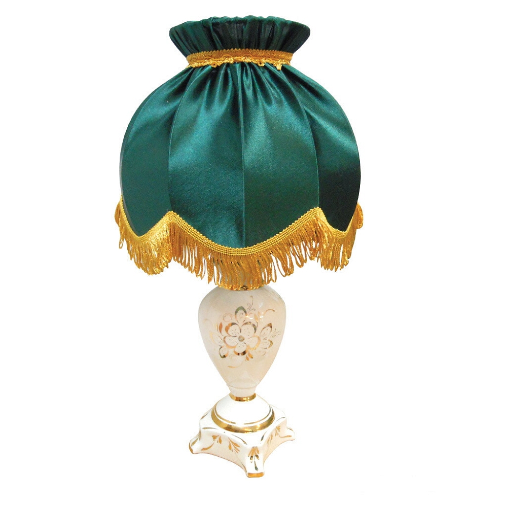 Настольная лампа Светлячок (белье/золото) абажур Ретро Шампань мини Гжельский фарфоровый завод