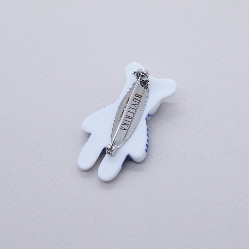 Брошь Мишка роспись пират с платиной из коллекции ГФЗ &amp;amp; Buylerika Ceramic Гжельский фарфоровый завод