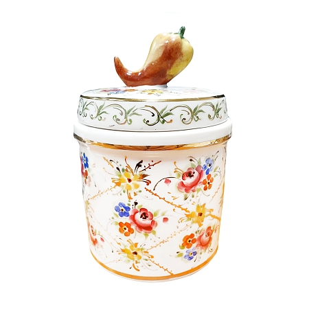 Банка Перец малая высокохудожественная роспись (авторская работа) объем 400 мл. Гжельский фарфоровый завод