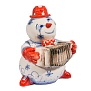 Скульптура Снеговик с гармошкой (подглазурные цветные краски, кобальт) 2 сорт Гжельский фарфоровый завод