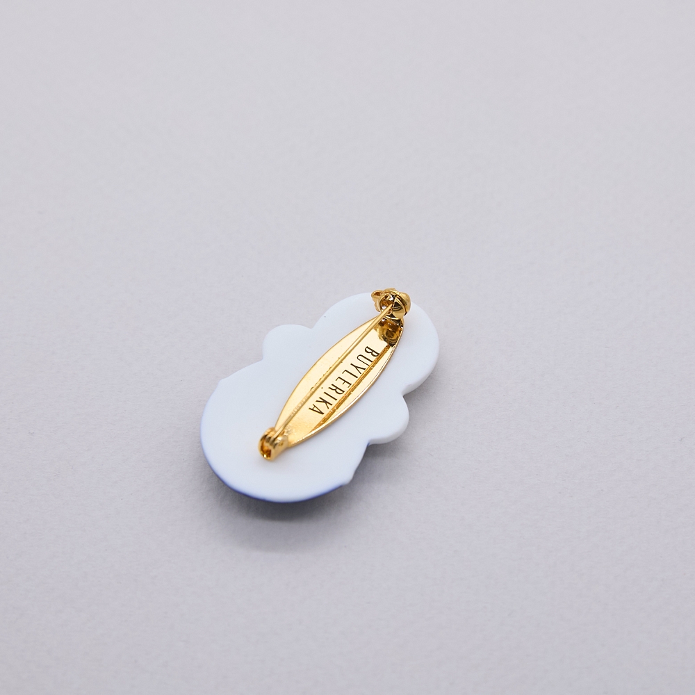 Брошь Неваляшка роспись свитер в золоте из коллекции ГФЗ &amp;amp; Buylerika Ceramic Гжельский фарфоровый завод