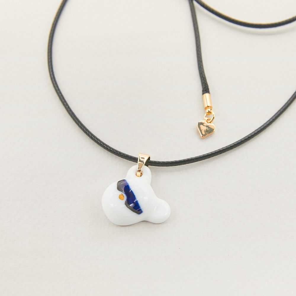 Кулон Голова Мишки роспись очки с золотом на шнурке из коллекции ГФЗ &amp;amp; Buylerika Ceramic Гжельский фарфоровый завод