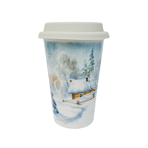 Авторский кофейный стаканчик &amp;quot;Зима&amp;quot; Юрия Гуляева объем 420 мл.