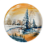 Тарелка Подарочная в цветной росписи Титова Зимний закат диаметр 27 см. Гжельский фарфоровый завод