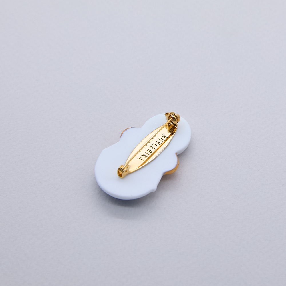 Брошь Неваляшка роспись роза в золоте из коллекции ГФЗ &amp;amp; Buylerika Ceramic Гжельский фарфоровый завод