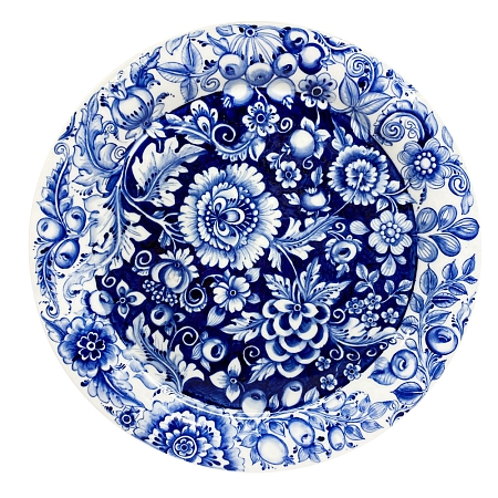 Тарелка столовая в авторской росписи Фэнтази Юлианы Косихиной диаметр 28 см.