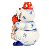 Скульптура Снеговик с контрабасом (подглазурные цветные краски, кобальт) Гжельский фарфоровый завод