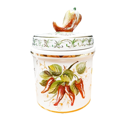 Банка Перец малая высокохудожественная роспись (авторская работа) объем 400 мл. Гжельский фарфоровый завод