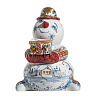 Скульптура Снеговик с подарком (подглазурные цветные краски) авторская работа Гжельский фарфоровый завод