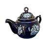 Чайник Пышка в глухом кобальте с цветной росписью Гжельский фарфоровый завод