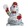 Скульптура Снеговик с снежинкой (подглазурные цветные краски) авторская работа Гжельский фарфоровый завод
