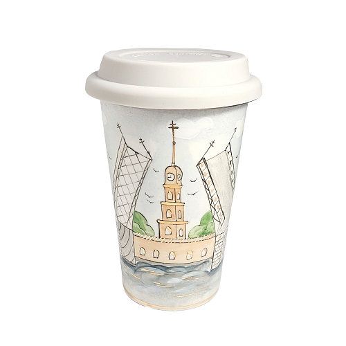 Авторский кофейный стаканчик Санкт-Петербург №77 объем 400 мл.
