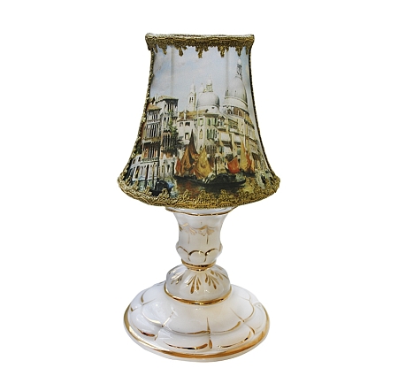 Настольная лампа Малютка (белье/золото) абажур Венеция