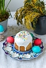 Тарелка для яиц (подглазурная цветная роспись) диаметр 27 см. Гжельский фарфоровый завод