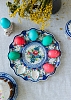 Тарелка для яиц (подглазурные цветные краски) диаметр 27 см. Гжельский фарфоровый завод
