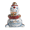 Скульптура Снеговик с подарком (подглазурные цветные краски) авторская работа Гжельский фарфоровый завод