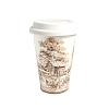 Авторский кофейный стаканчик в коричневой росписи Титова объем 400 мл. Гжельский фарфоровый завод