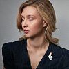 Брошь Петушок большой роспись Ситец с платиной из коллекции &amp;quot;Босиком по траве&amp;quot; ГФЗ &amp;amp; Buylerika Ceramic Гжельский фарфоровый завод
