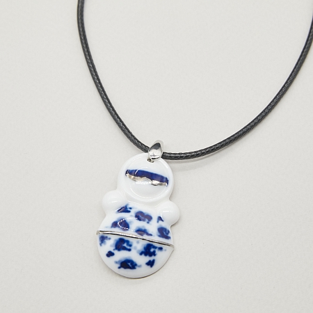 Кулон Неваляшка роспись леопард на шнурке в платине из коллекции ГФЗ &amp; Buylerika Ceramic Гжельский фарфоровый завод