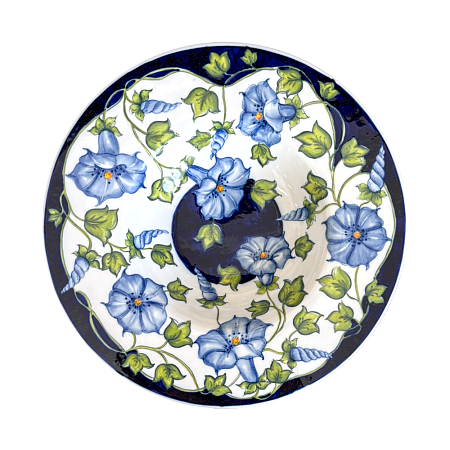 Тарелка для пасты Фасон в росписи Вьюнок диаметр 26 см. Гжельский фарфоровый завод