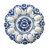 Тарелка для яиц в пышной росписи Исакиной Гжельский фарфоровый завод