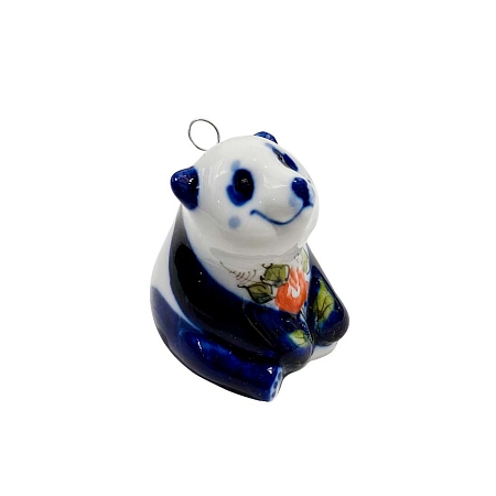 Ёлочная игрушка Панда в цветной росписи и кобальте