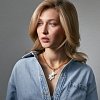Колье мишка роспись Анютины глазка с золотом на бусах из цитрина из коллекции &amp;quot;Босиком по траве&amp;quot; ГФЗ &amp;amp; Buylerika Ceramic Гжельский фарфоровый завод
