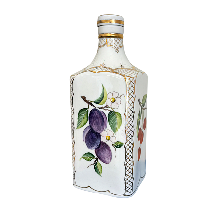 Штоф Классический в росписи Устюхиной со сливами Гжельский фарфоровый завод