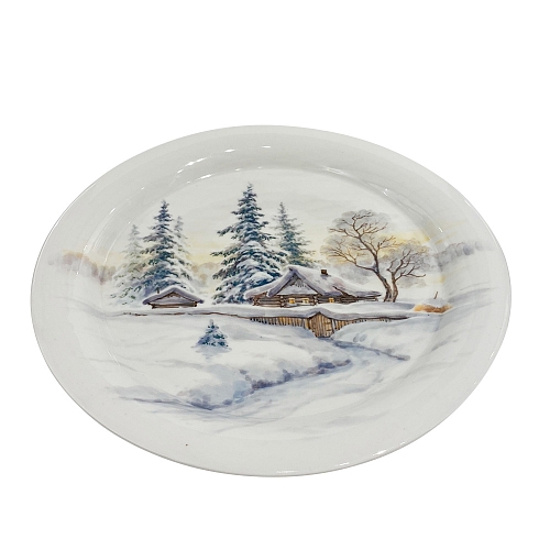 Тарелка столовая Зима в росписи Гуляева