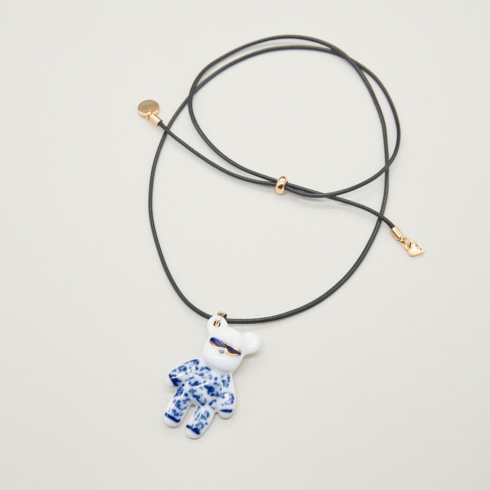 Кулон Мишка роспись леопард на шнурке в золоте из коллекции ГФЗ &amp;amp; Buylerika Ceramic Гжельский фарфоровый завод