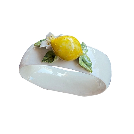 Салфетница кольцо с лимоном Гжельский фарфоровый завод